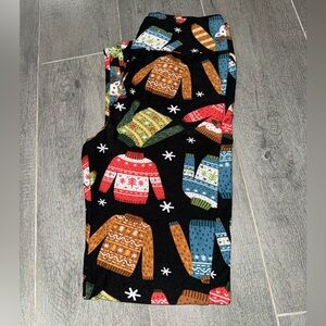 Festive Ugly Sweater Print OS Lularoe Leggings | Christmas | Holiday